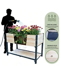 Streamdale Furniture Solid Wood and Iron Raised Garden Bed - Reversible and Replaceable Panels