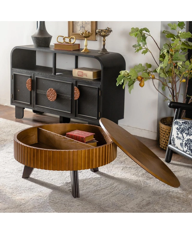 Streamdale Furniture 31.5'' Retro Round Coffee Table with Storage