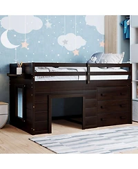 Streamdale Furniture Loft Bed with Cabinet and Shelf
