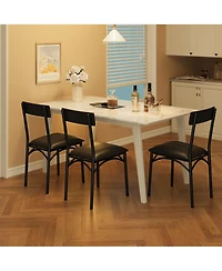 homfan Set of 4 Modern Upholstered Dining Chairs, High Curved Backrest with Padded Seat and Heavy Duty Steel Legs