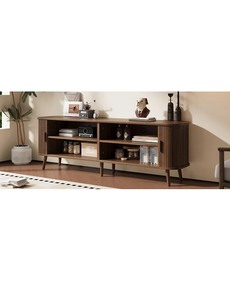 Streamdale Furniture 70-inch Modern Tv Stand for TVs up to 80'' with Storage and Solid-Wood Legs