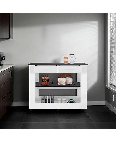 Fm Furniture Sol Modern Kitchen Island with Open Storage