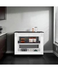 Fm Furniture Sol Modern Kitchen Island with Open Storage