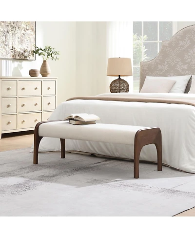 Streamdale Furniture 50.25'' Modern Upholstered Chenille Dining Bench with Rubber Wood Legs