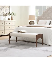 Streamdale Furniture 50.25'' Modern Upholstered Chenille Dining Bench with Rubber Wood Legs