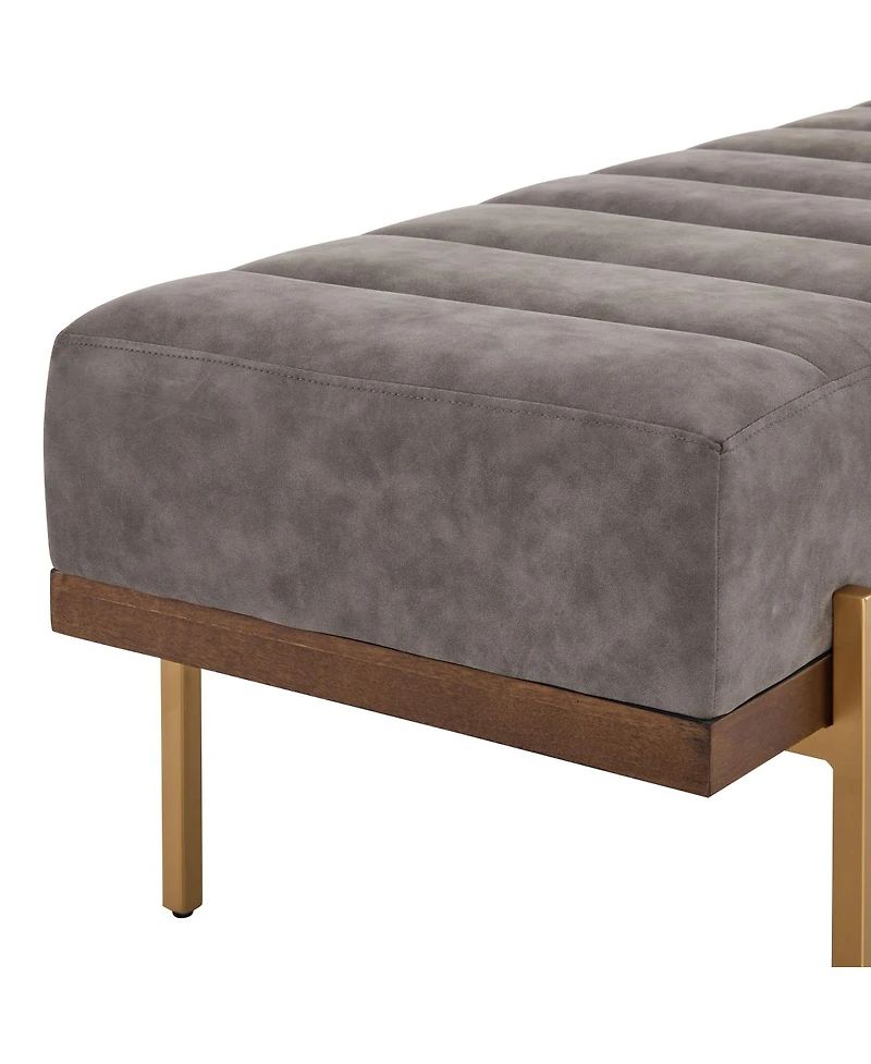Streamdale Furniture Upholstered Channel Tufted Ottoman Bench Seat with Gold Legs