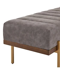 Streamdale Furniture Upholstered Channel Tufted Ottoman Bench Seat with Gold Legs