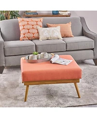 Streamdale Furniture 33'' Large Square Upholstered Farmhouse Ottoman Coffee Table