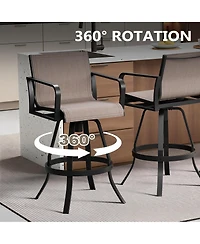 Pellebant Outdoor Indoor Aluminum Swivel Patio Bar Stools Dining Chairs with Sunbrella Fabric