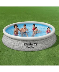 Bestway Fast Set 12' x 30" Round Inflatable Stacked Stone Swimming Pool Set