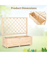 Sugift Raised Garden Bed Wooden Elevated Planter Box with Lattice Trellis