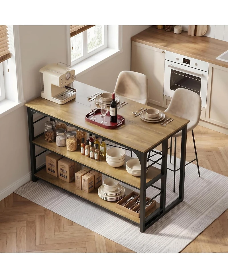 Tribesigns Kitchen Island with Storage, 63 Inches Width Kitchen Shelf with Large Worktop, Modern Kitchen Counter