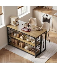 Tribesigns Kitchen Island with Storage, 63 Inches Width Kitchen Shelf with Large Worktop, Modern Kitchen Counter
