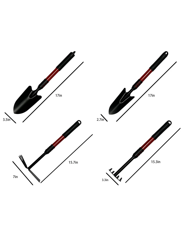 Xdovet Garden Tool Set 4-Piece Non-Slip Trowel Transplanter Cultivator Rake