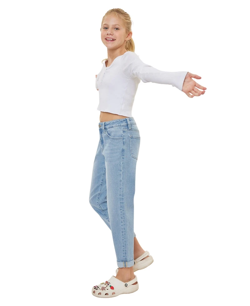 KanCan Big Girls' Halo Mini Mom Jeans