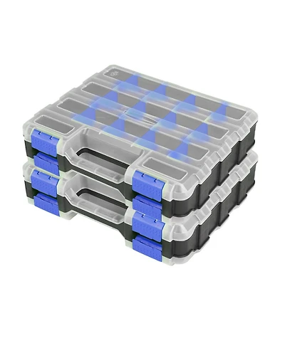 Xdovet 2-pack Small Parts Organizer Box Double Side Removable Dividers Hardware Storage