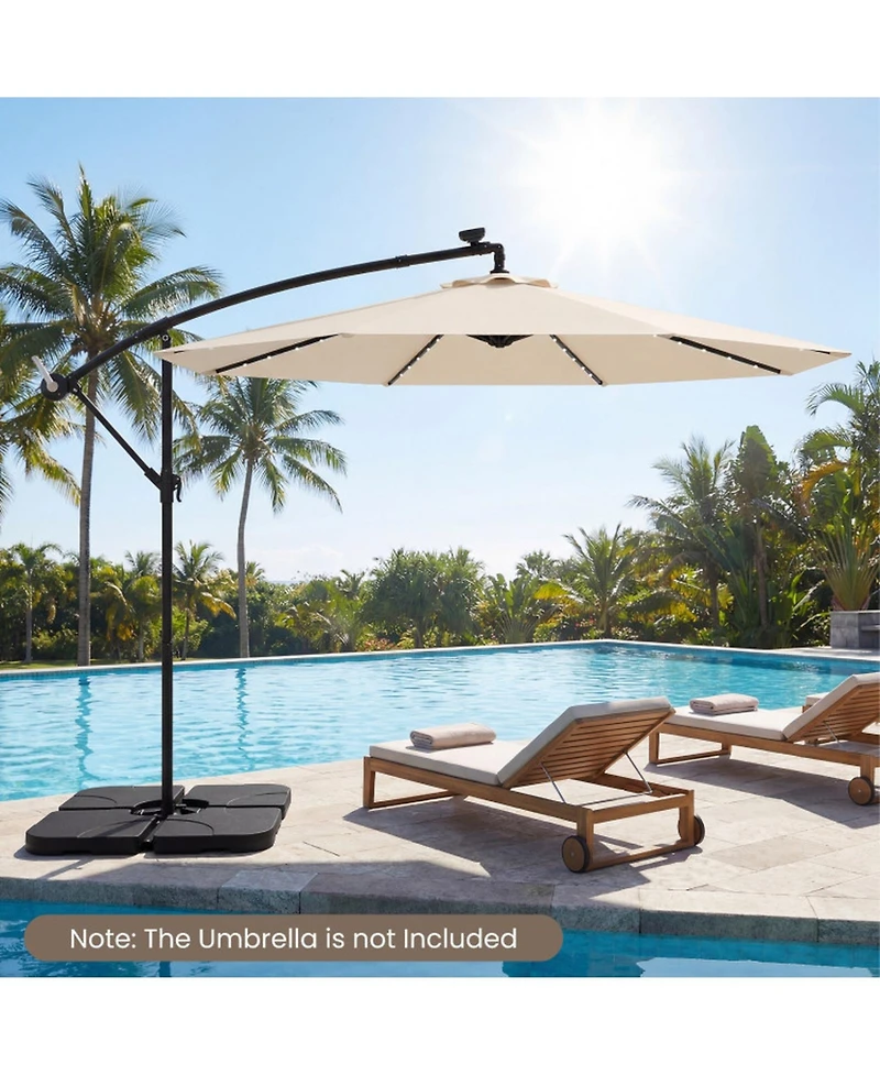 Gouun 4-Piece Cantilever Offset Umbrella Base with 164 Lb Capacity
