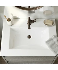 Midola Ceramic Bathroom Vanity Sink Top with Single Hole, Drop in Bathroom Vessel Sink Bowl Rectangle for Bathroom