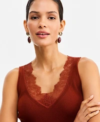 I.n.c. International Concepts Women's Lace-Trim V-Neck Sweater Tank, Macy's Exclusively