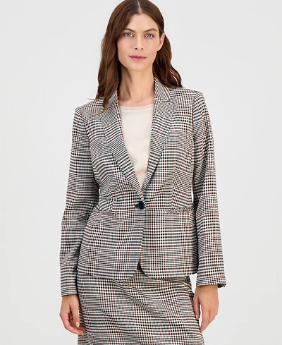 Tahari Asl Women's Single-Button Plaid Blazer