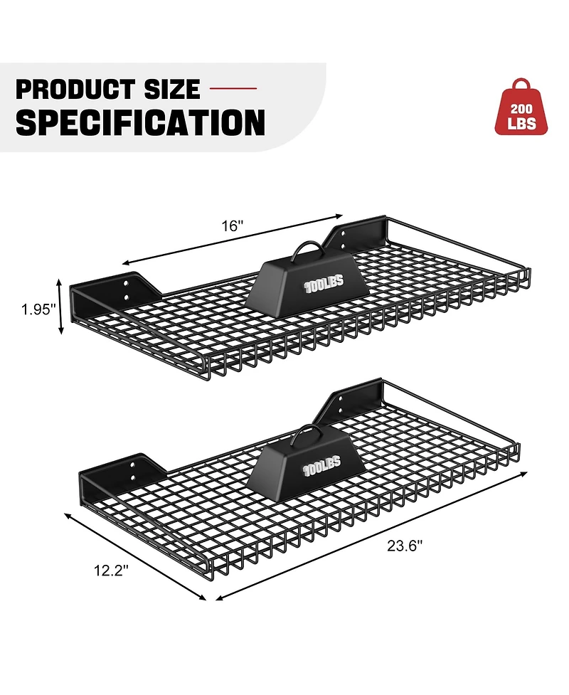 Xdovet Wall Mounted Metal Rack Heavy-duty Organizer Shelves 2 Pack