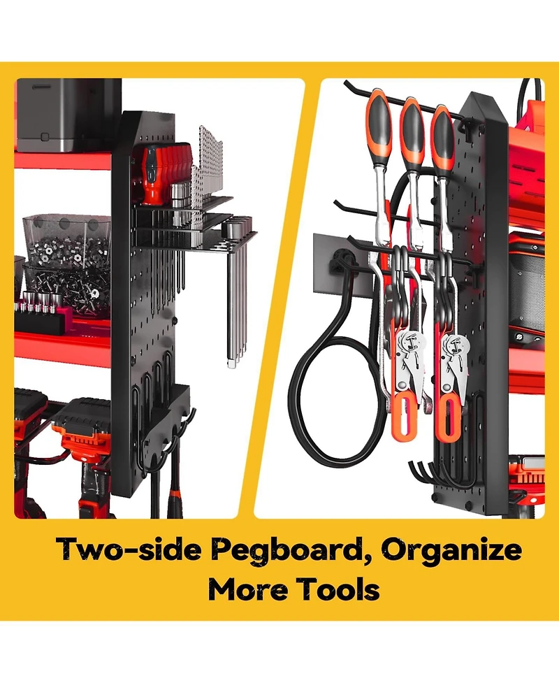 Xdovet Power Tool Organizer Wall Mount Charging Station Metal Rack Drill Holder Outlet Strip