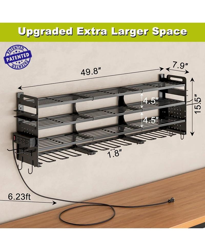 Xdovet Drill Holder Wall Mount Pegboard Metal Rack Power Strip