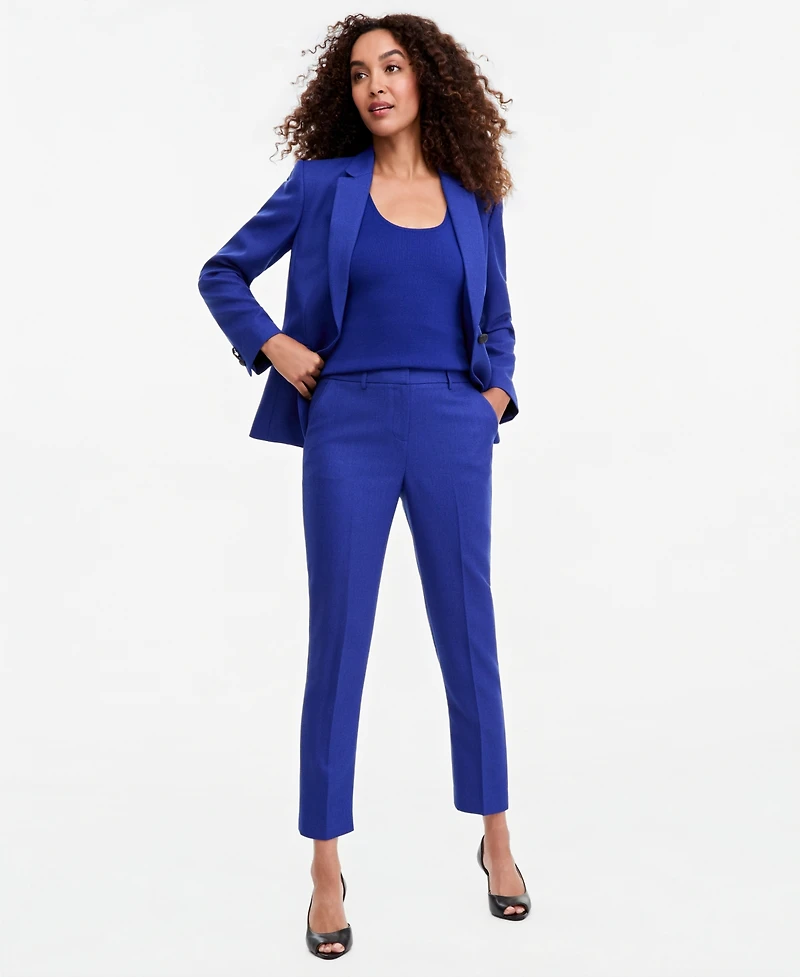 Tahari Asl Women's Herringbone Classic Mid-Rise Straight-Leg Pants, 28" Inseam