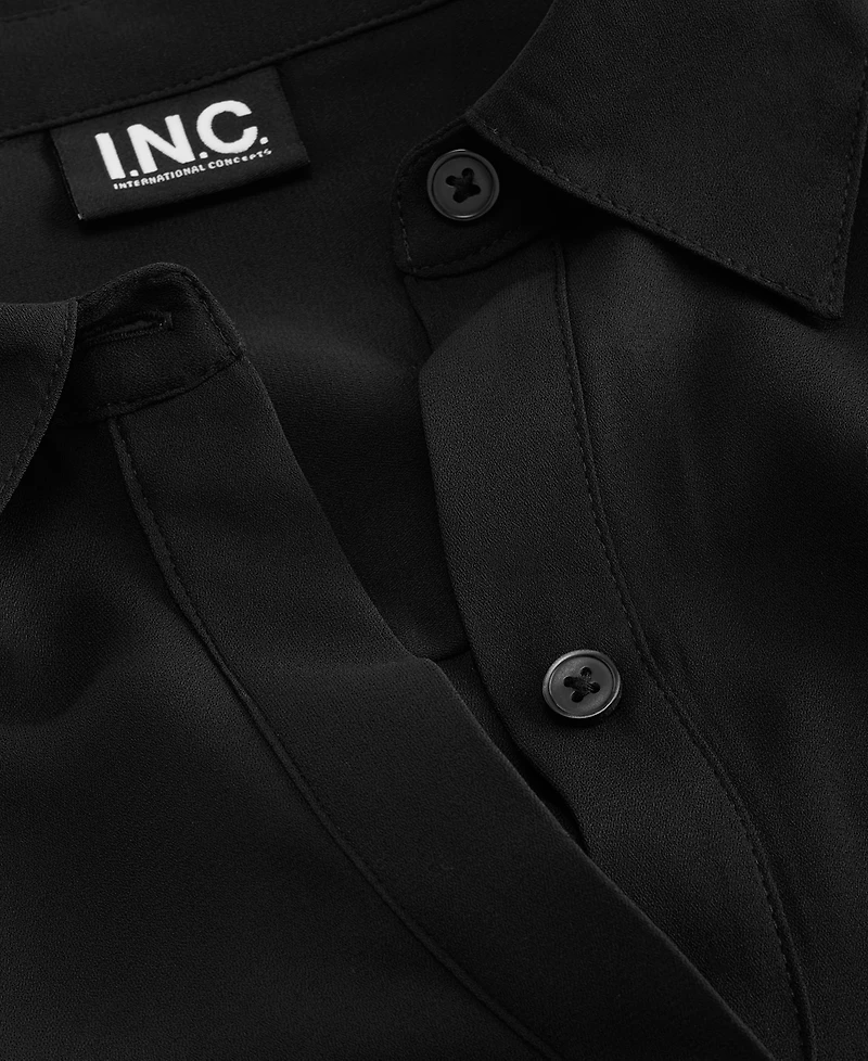 I.n.c. International Concepts Women's Long-Sleeve Collared Button-Down Tunic Blouse, Macy's Exclusive