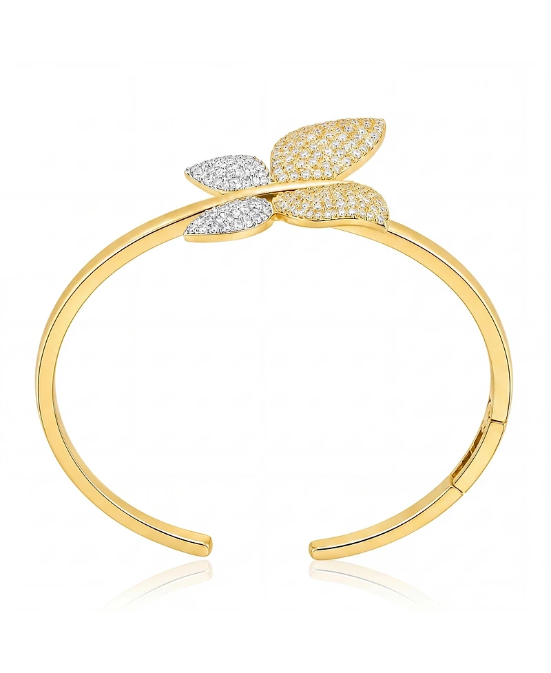 14K Gold Plated Bendable Cubic ZIrconia Butterfly Garden Bracelet
