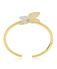 14K Gold Plated Bendable Cubic ZIrconia Butterfly Garden Bracelet