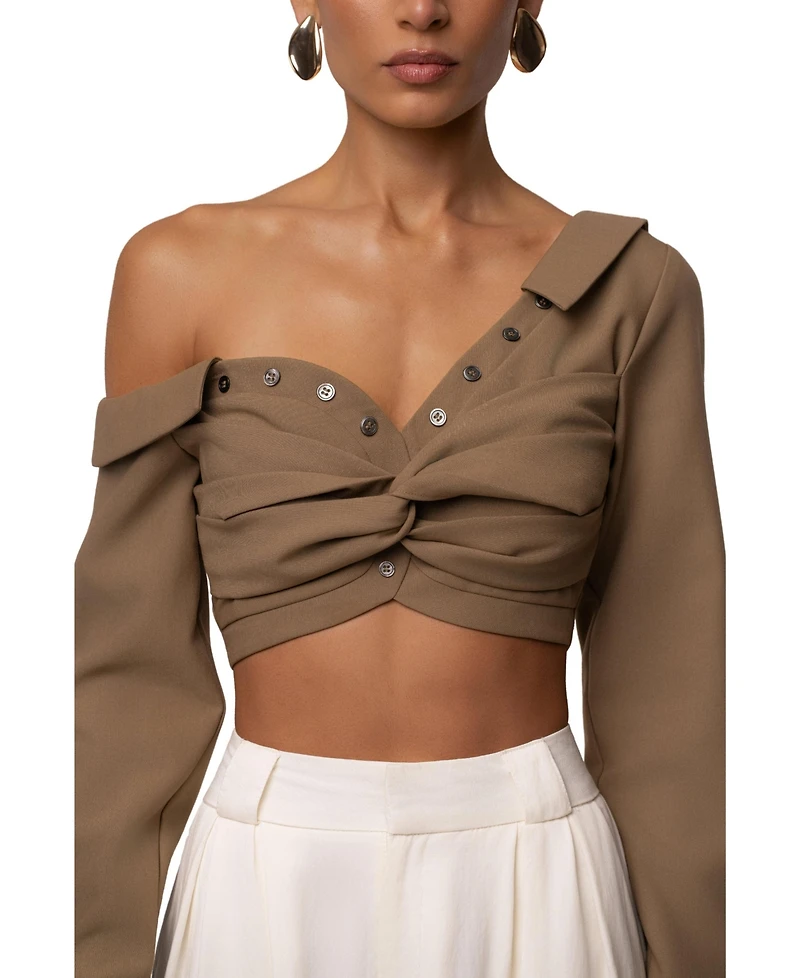Jluxlabel Women's Off-Shoulder Twist Crop Top