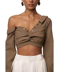 Jluxlabel Women's Off-Shoulder Twist Crop Top
