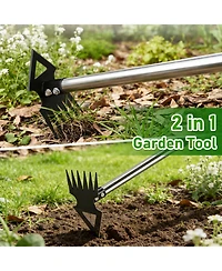 Xdovet Weed Puller Long Handle Manual Weeder Remover Rake Hoe Garden Tool