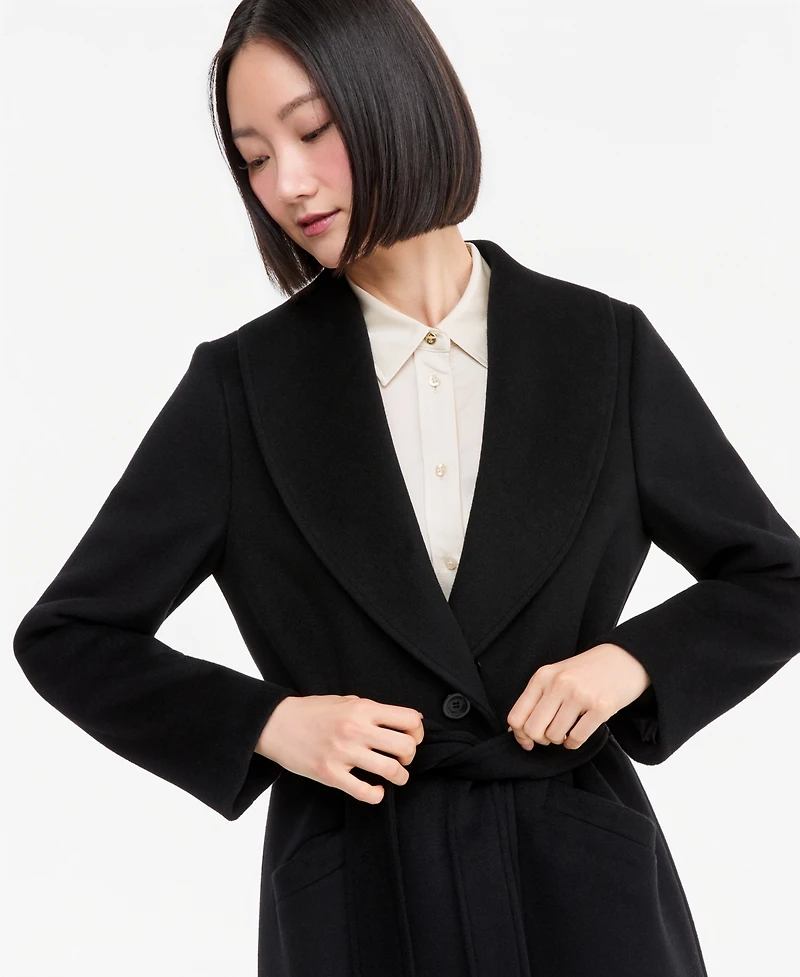 Michael Kors Women's Belted Faux-Fur Trimmed Wrap Coat