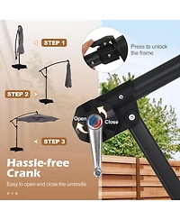 Sugift 10 Ft Solar Led Offset Cantilever Patio Hanging Outdoor Market Umbrella