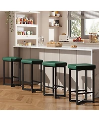 gaomon Set of 4, 24.6 Inch Counter Height Backless Barstools, Upholstered Pu Leather Seats with Metal X-Frame and Footrest, Modern Kitchen Stools