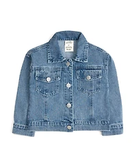 Sweet Wink Big Girls Blue Plaid Bow Patch Denim Jacket