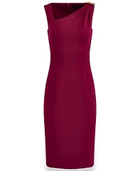 Donna Karan New York Women's Asymmetrical Neck Sheath Midi Dress