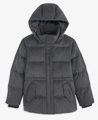 Calvin Klein Women's Pinstripe Quilted Hooded Puffer Coat