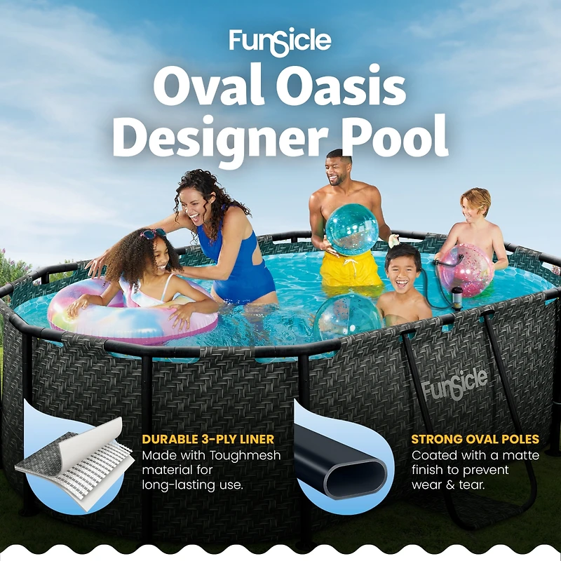 Funsicle 9'10" Oasis Designer Oval Above Ground Pool w/ Pump