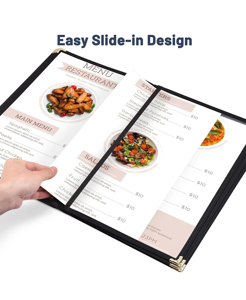 WeChef 30 Pack Menu Covers 8.5 x 14" Book Style Menu Holders 7 Pages 14 Views Restaurant Club Black