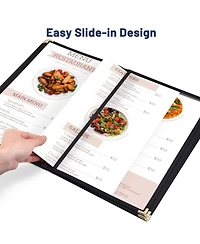 WeChef 30 Pack Menu Covers 8.5 x 14" Book Style Menu Holders 7 Pages 14 Views Restaurant Club Black