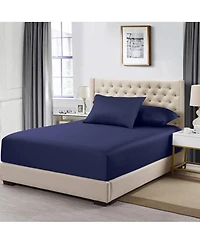 Fitted Sheet + Pillowcases Set - Luxury Cotton 608 Made Egypt