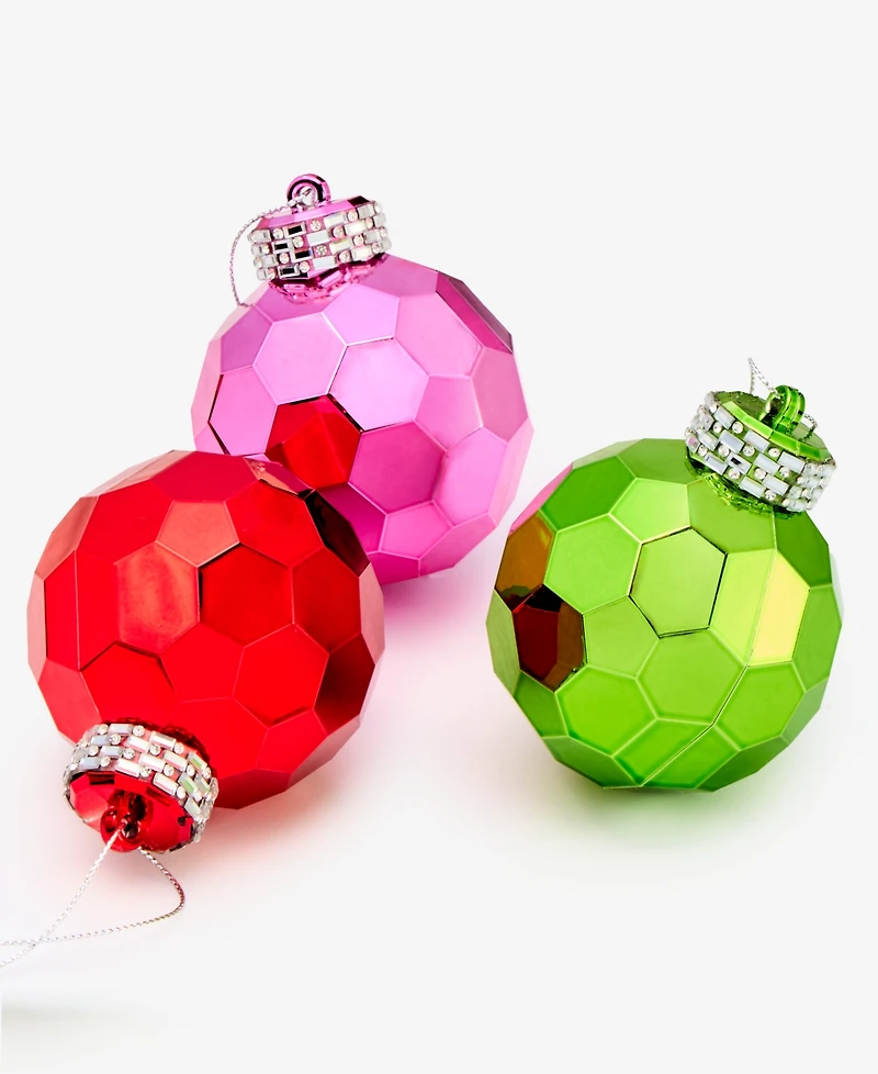 Holiday Lane Whimsy Shatterproof Dimensional Ball Ornaments, Set of 3, Macy's Exclusive