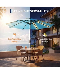gaomon Outdoor 10FEET Table Market Patio Umbrella with 32 Solar Led Lights for Garden, Deck, Backyard and Pool