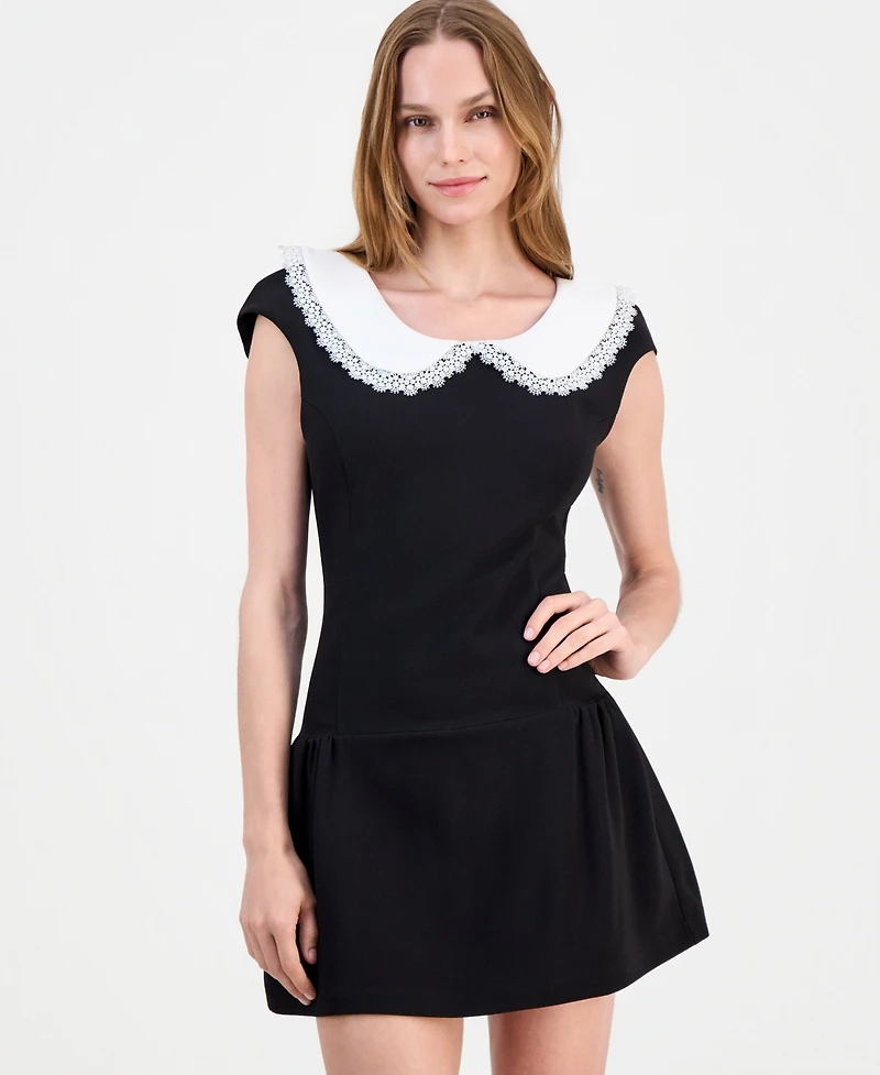 Lulus Juniors' Isabetta Collared Fit & Flare Sleeveless Dress