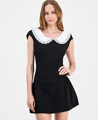 Lulus Juniors' Isabetta Collared Fit & Flare Sleeveless Dress
