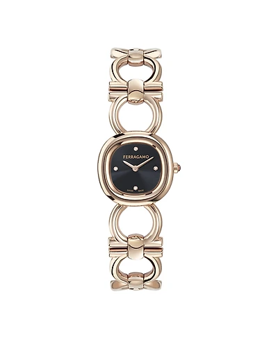 Ferragamo Women's Double Gancini Ip Rose Gold Stainless Steel Bracelet Watch 25mm