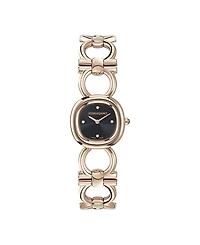 Ferragamo Women's Double Gancini Ip Rose Gold Stainless Steel Bracelet Watch 25mm